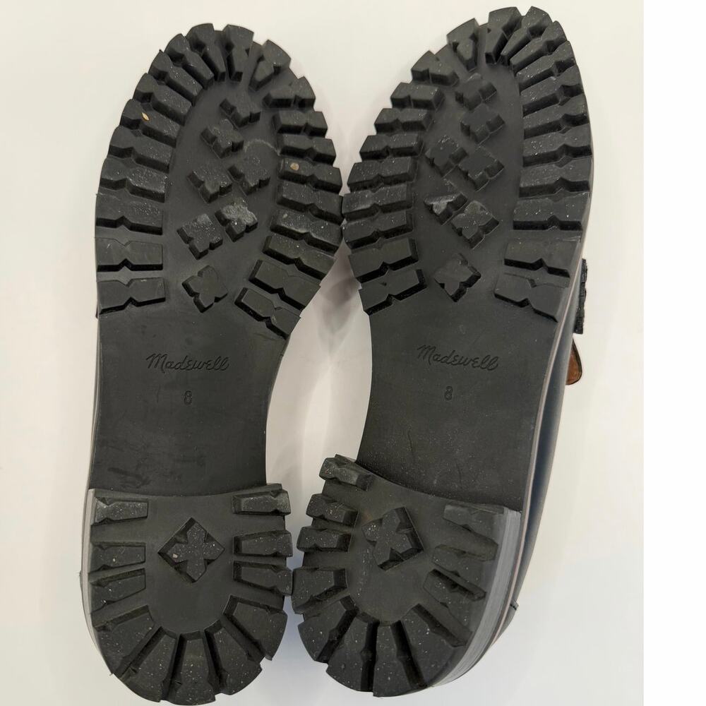 Madewell The Corinne Lugsole Loafers Black Leather Chunky Platform 8 Worn Once - Picture 8 of 9